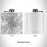Rendered View of Durham North Carolina Map Engraving on 6oz Stainless Steel Flask in White