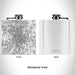Rendered View of Durham North Carolina Map Engraving on 6oz Stainless Steel Flask in White