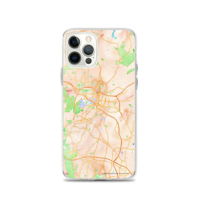 Custom Durham North Carolina Map iPhone 12 Pro Phone Case in Watercolor