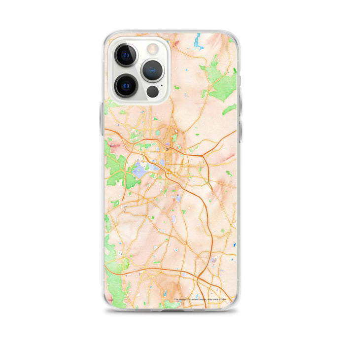 Custom Durham North Carolina Map iPhone 12 Pro Max Phone Case in Watercolor