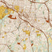 Durham North Carolina Map Print in Woodblock Style Zoomed In Close Up Showing Details