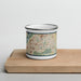 Front View Custom Eagan Minnesota Map Enamel Mug in Woodblock on Cutting Board
