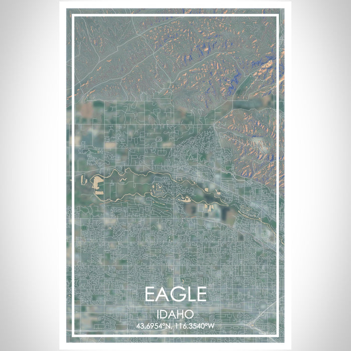 Eagle Idaho Map Print Portrait Orientation in Afternoon Style With Shaded Background