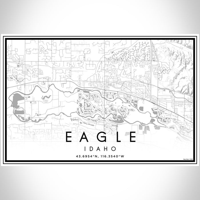 Eagle Idaho Map Print Landscape Orientation in Classic Style With Shaded Background