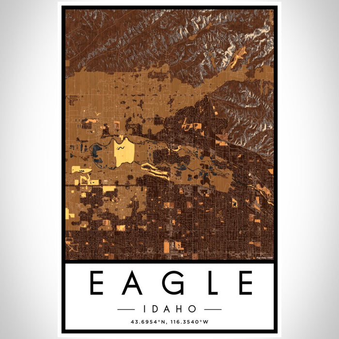 Eagle Idaho Map Print Portrait Orientation in Ember Style With Shaded Background