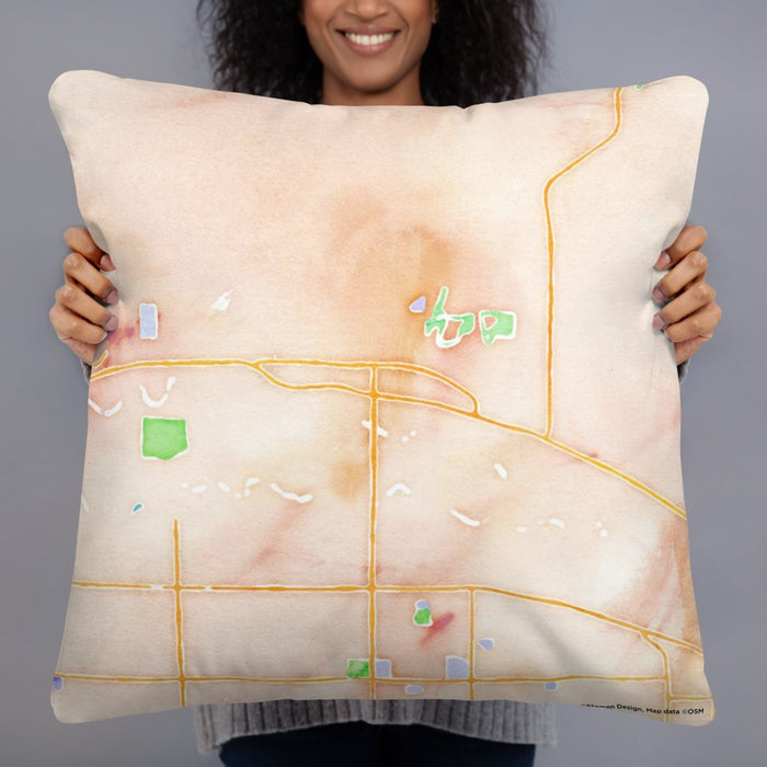 Person holding 22x22 Custom Eagle Idaho Map Throw Pillow in Watercolor