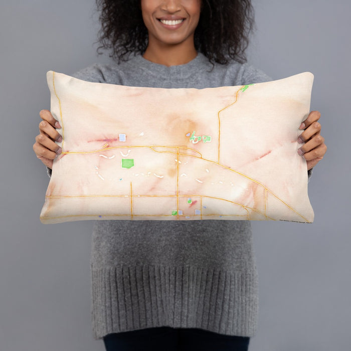 Person holding 20x12 Custom Eagle Idaho Map Throw Pillow in Watercolor