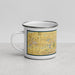Left View Custom Eagle Idaho Map Enamel Mug in Woodblock