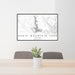 24x36 Eagle Mountain Lake Texas Map Print Lanscape Orientation in Classic Style Behind 2 Chairs Table and Potted Plant