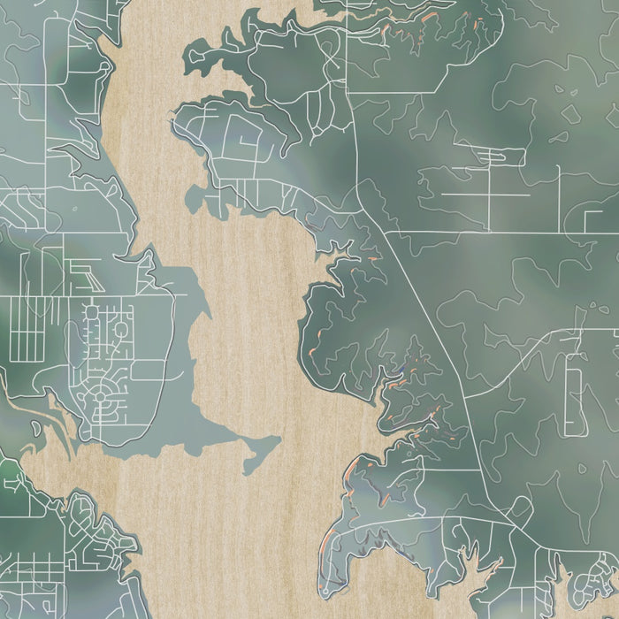 Eagle Mountain Lake Texas Map Print in Afternoon Style Zoomed In Close Up Showing Details