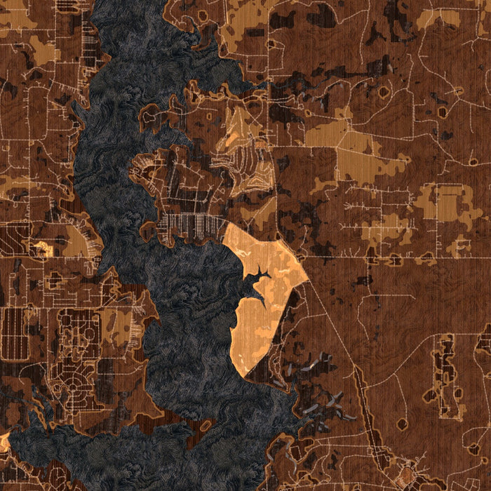 Eagle Mountain Lake Texas Map Print in Ember Style Zoomed In Close Up Showing Details