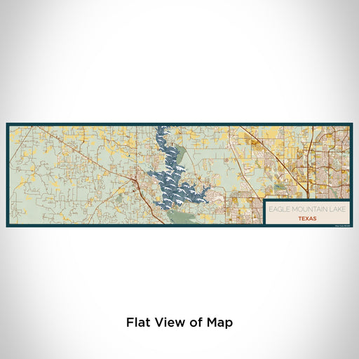 Flat View of Map Custom Eagle Mountain Lake Texas Map Enamel Mug in Woodblock