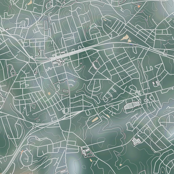 Easley South Carolina Map Print in Afternoon Style Zoomed In Close Up Showing Details