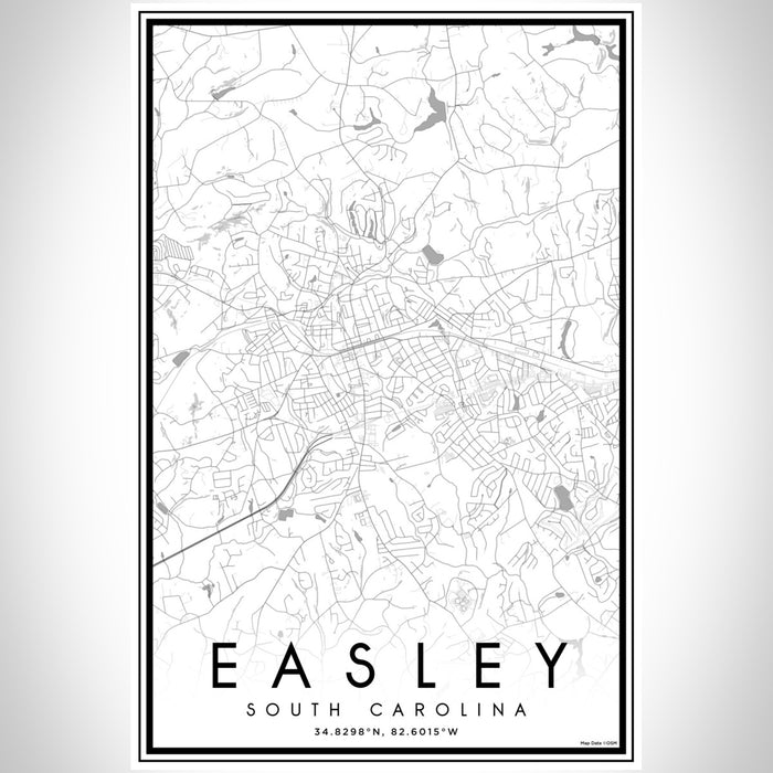 Easley South Carolina Map Print Portrait Orientation in Classic Style With Shaded Background