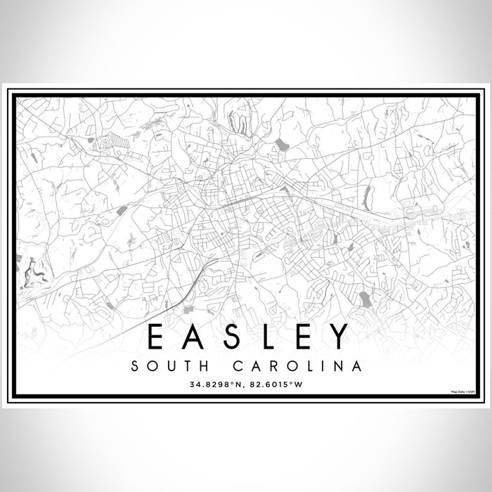 Easley South Carolina Map Print Landscape Orientation in Classic Style With Shaded Background