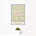 12x18 Easley South Carolina Map Print Portrait Orientation in Woodblock Style With Small Cactus Plant in White Planter