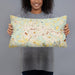 Person holding 20x12 Custom Easley South Carolina Map Throw Pillow in Woodblock