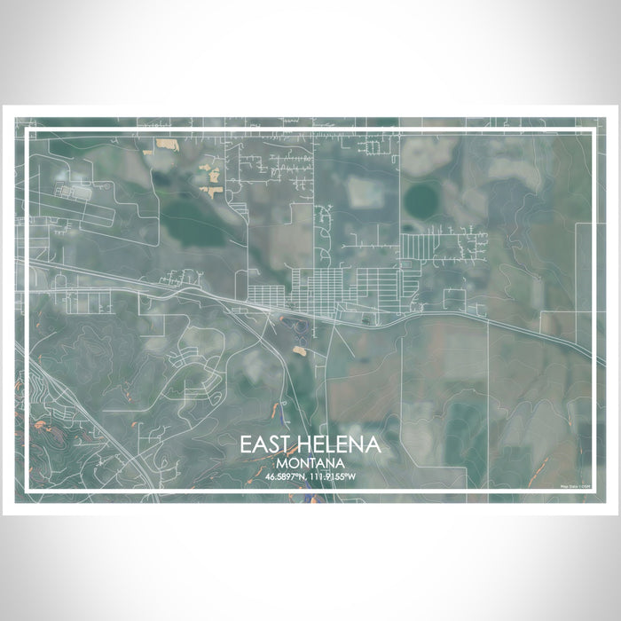 East Helena Montana Map Print Landscape Orientation in Afternoon Style With Shaded Background
