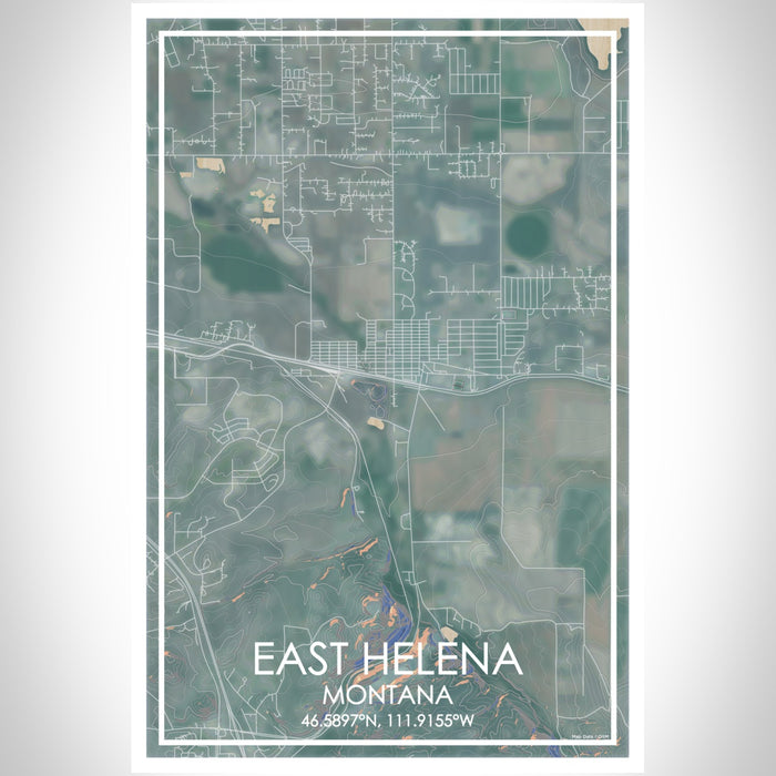 East Helena Montana Map Print Portrait Orientation in Afternoon Style With Shaded Background