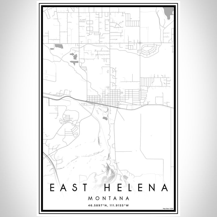 East Helena Montana Map Print Portrait Orientation in Classic Style With Shaded Background
