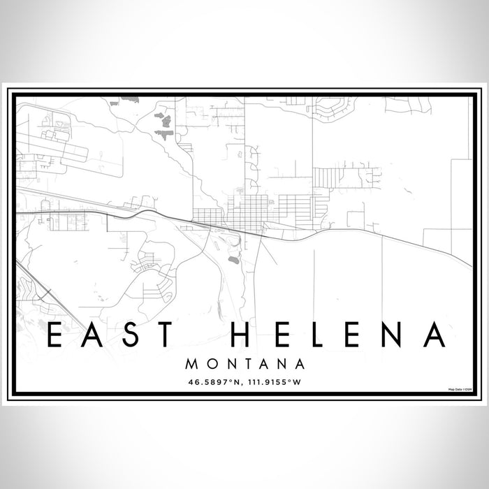 East Helena Montana Map Print Landscape Orientation in Classic Style With Shaded Background