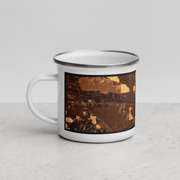 Left View Custom East Helena Montana Map Enamel Mug in Ember