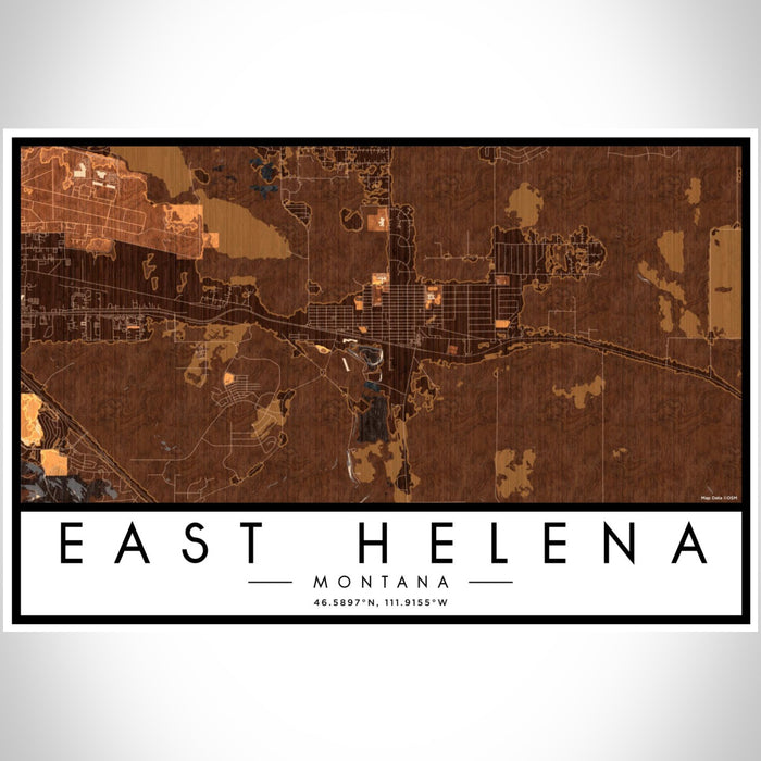 East Helena Montana Map Print Landscape Orientation in Ember Style With Shaded Background