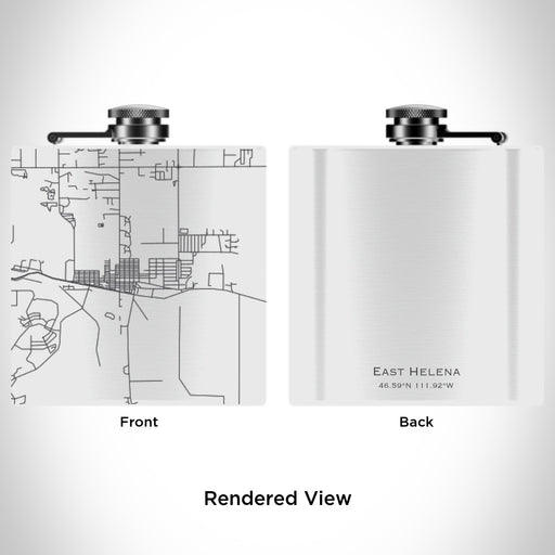 Rendered View of East Helena Montana Map Engraving on 6oz Stainless Steel Flask in White