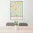 24x36 East Helena Montana Map Print Portrait Orientation in Woodblock Style Behind 2 Chairs Table and Potted Plant