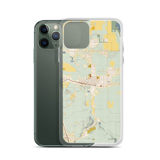 Custom East Helena Montana Map Phone Case in Woodblock on Table with Laptop and Plant