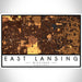 East Lansing Michigan Map Print Landscape Orientation in Ember Style With Shaded Background
