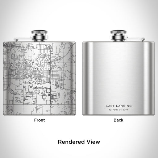 Rendered View of East Lansing Michigan Map Engraving on undefined