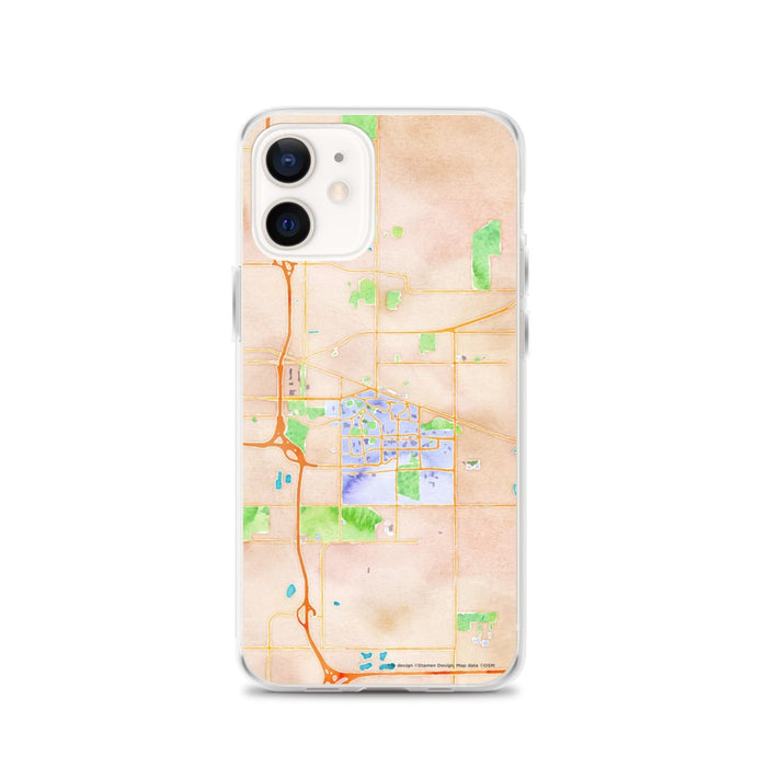 Custom East Lansing Michigan Map iPhone 12 Phone Case in Watercolor
