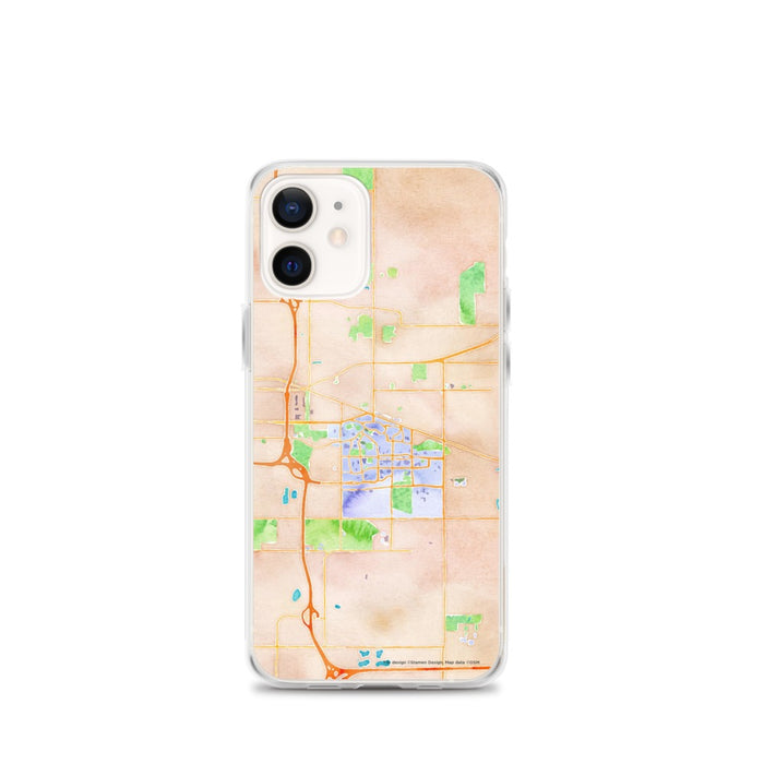 Custom East Lansing Michigan Map iPhone 12 mini Phone Case in Watercolor