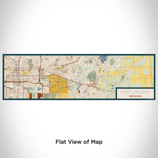 Flat View of Map Custom East Lansing Michigan Map Enamel Mug in Woodblock