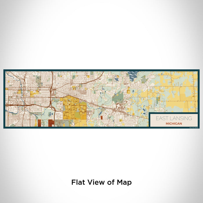 Flat View of Map Custom East Lansing Michigan Map Enamel Mug in Woodblock