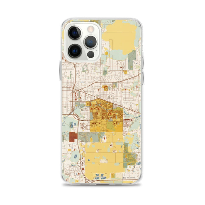 Custom East Lansing Michigan Map iPhone 12 Pro Max Phone Case in Woodblock