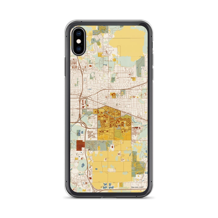 Custom East Lansing Michigan Map Phone Case in Woodblock