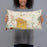 Person holding 20x12 Custom East Lansing Michigan Map Throw Pillow in Woodblock