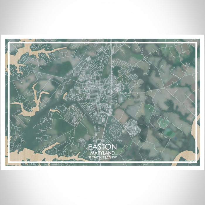 Easton Maryland Map Print Landscape Orientation in Afternoon Style With Shaded Background