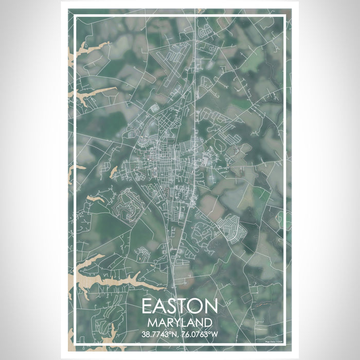 Easton Maryland Map Print Portrait Orientation in Afternoon Style With Shaded Background