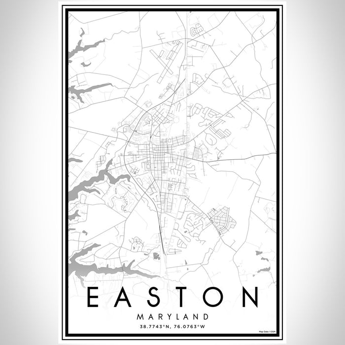 Easton Maryland Map Print Portrait Orientation in Classic Style With Shaded Background