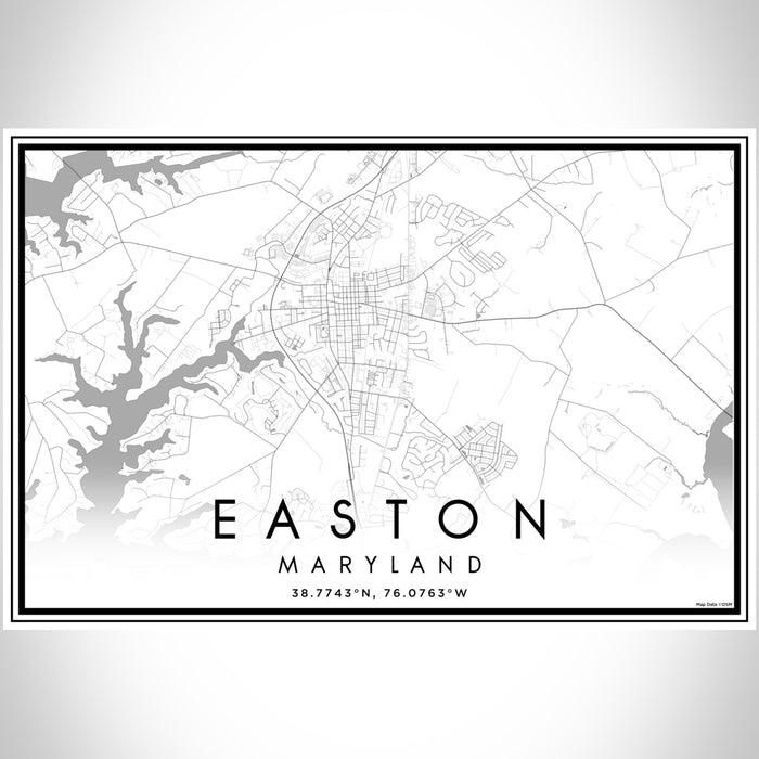 Easton Maryland Map Print Landscape Orientation in Classic Style With Shaded Background