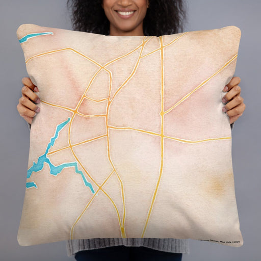 Person holding 22x22 Custom Easton Maryland Map Throw Pillow in Watercolor