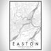 Easton Pennsylvania Map Print Portrait Orientation in Classic Style With Shaded Background