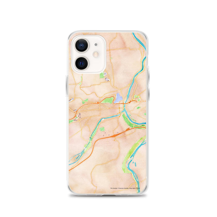 Custom Easton Pennsylvania Map iPhone 12 Phone Case in Watercolor