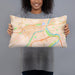 Person holding 20x12 Custom Easton Pennsylvania Map Throw Pillow in Watercolor