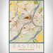Easton Pennsylvania Map Print Portrait Orientation in Woodblock Style With Shaded Background