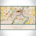 Easton Pennsylvania Map Print Landscape Orientation in Woodblock Style With Shaded Background