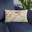 Custom Easton Pennsylvania Map Throw Pillow in Woodblock on Blue Colored Chair
